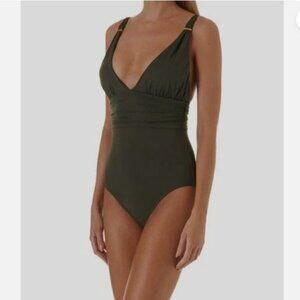 Melissa Odabash Panarea One Piece Swimsuit Green Size 4 US Women’s Designer $250